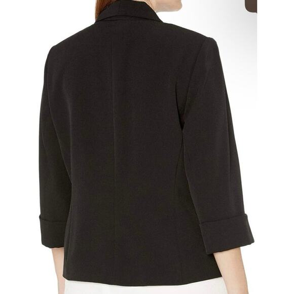 KASPER NWT Open Front Fly Away 3/4 Sleeve Black Suit Jacket Size 18 - Picture 2 of 14
